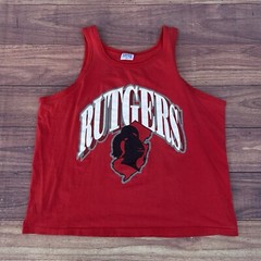 Vintage 90s Red Rutgers University Newark Gym Sports Tank Top USA Made Size XL