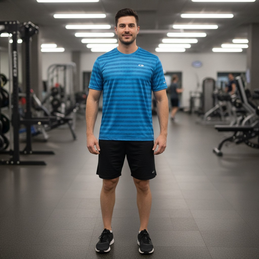 Champion DuoDry+ Blue Striped Performance T-Shirt XXL gallery