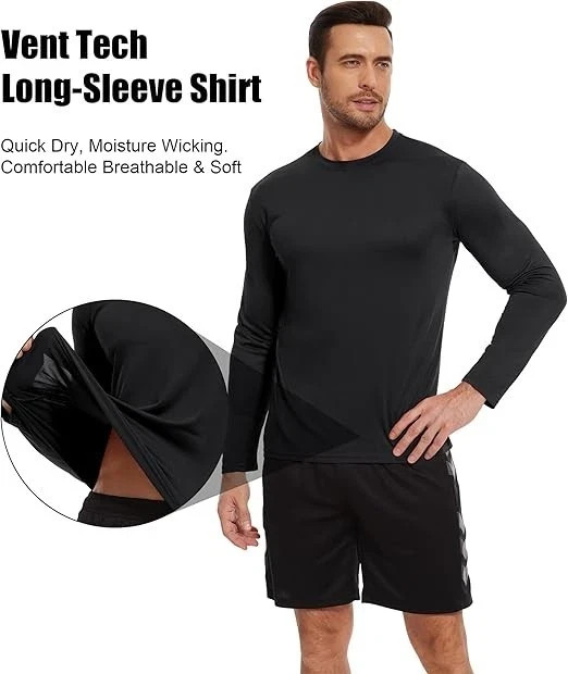 7 Pack Men's Dry Fit Workout Gym T Shirts, Long Sleeve Active Running gallery