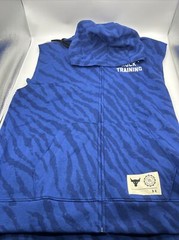 Under Armour Project Rock Rival Fleece Sleeveless Hoodie SZ XL Blue Zebra Print