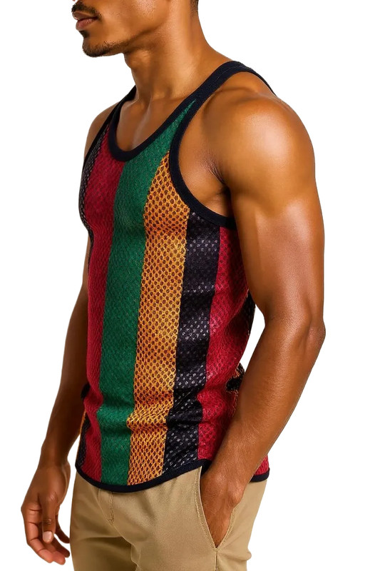 Rasta String Mesh Vest Cotton Rasta Fishnet Unisex Fitted Net Muscle GymTank Top gallery
