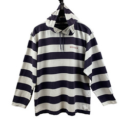 TOMMY HILFIGER Pullover Men’s Sz Med Navy Stripe Hoodie VTG Straight Long Sleeve