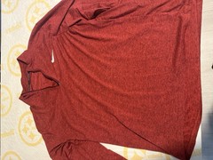 Nike Men’s Red Collared Long Sleeve Activewear Top Logo Accent