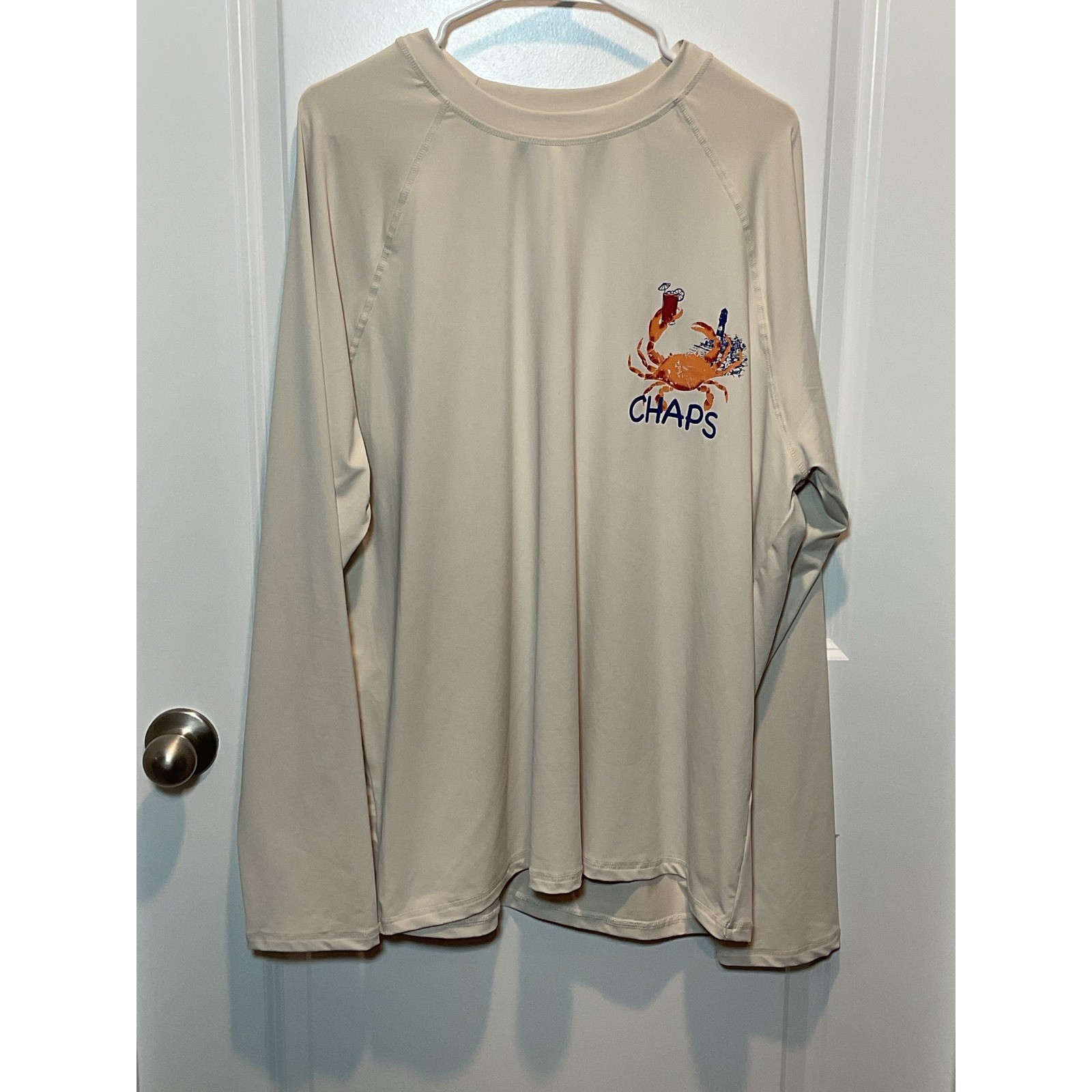 Chaps Mens XL Long Sleeve Crab Nantucket T Shirt Tan Rash Guard gallery