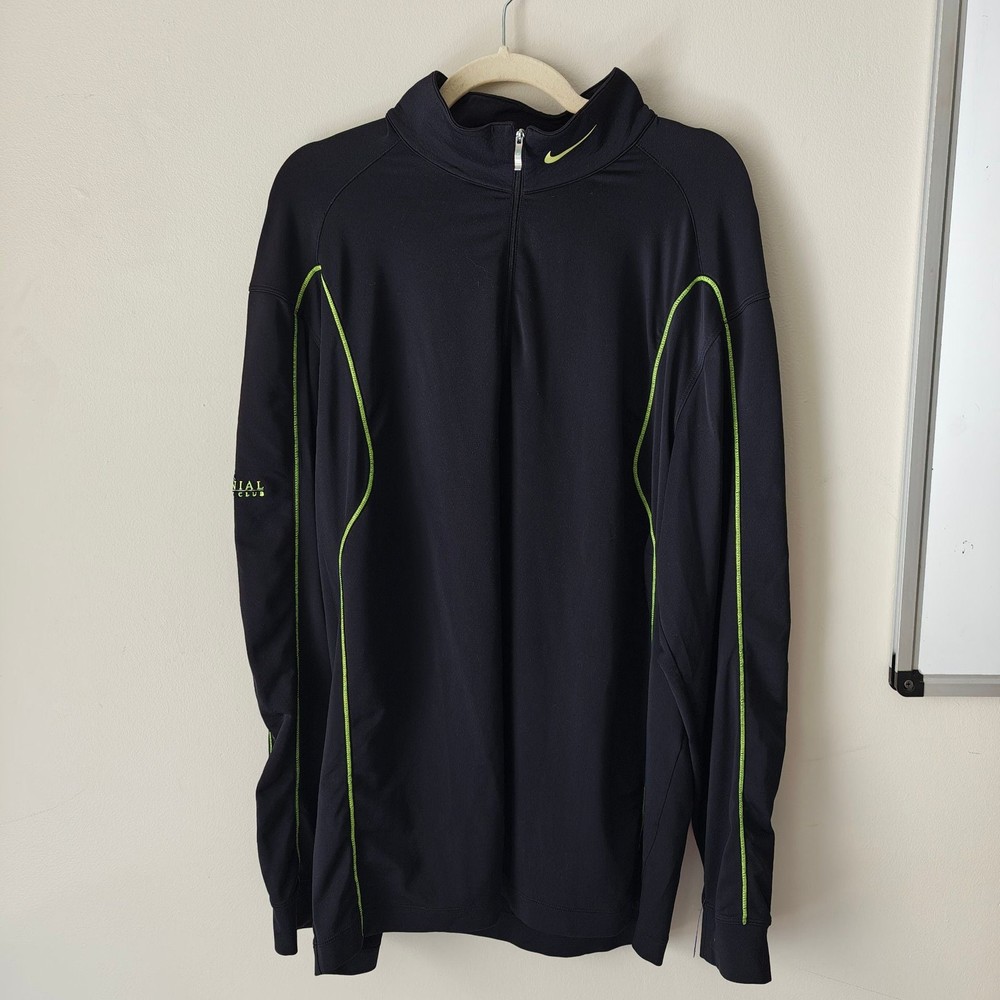 Nike Golf Dri-FIT Quarter Zip Mens Large Black Volt Colonial Golf Club Pullover