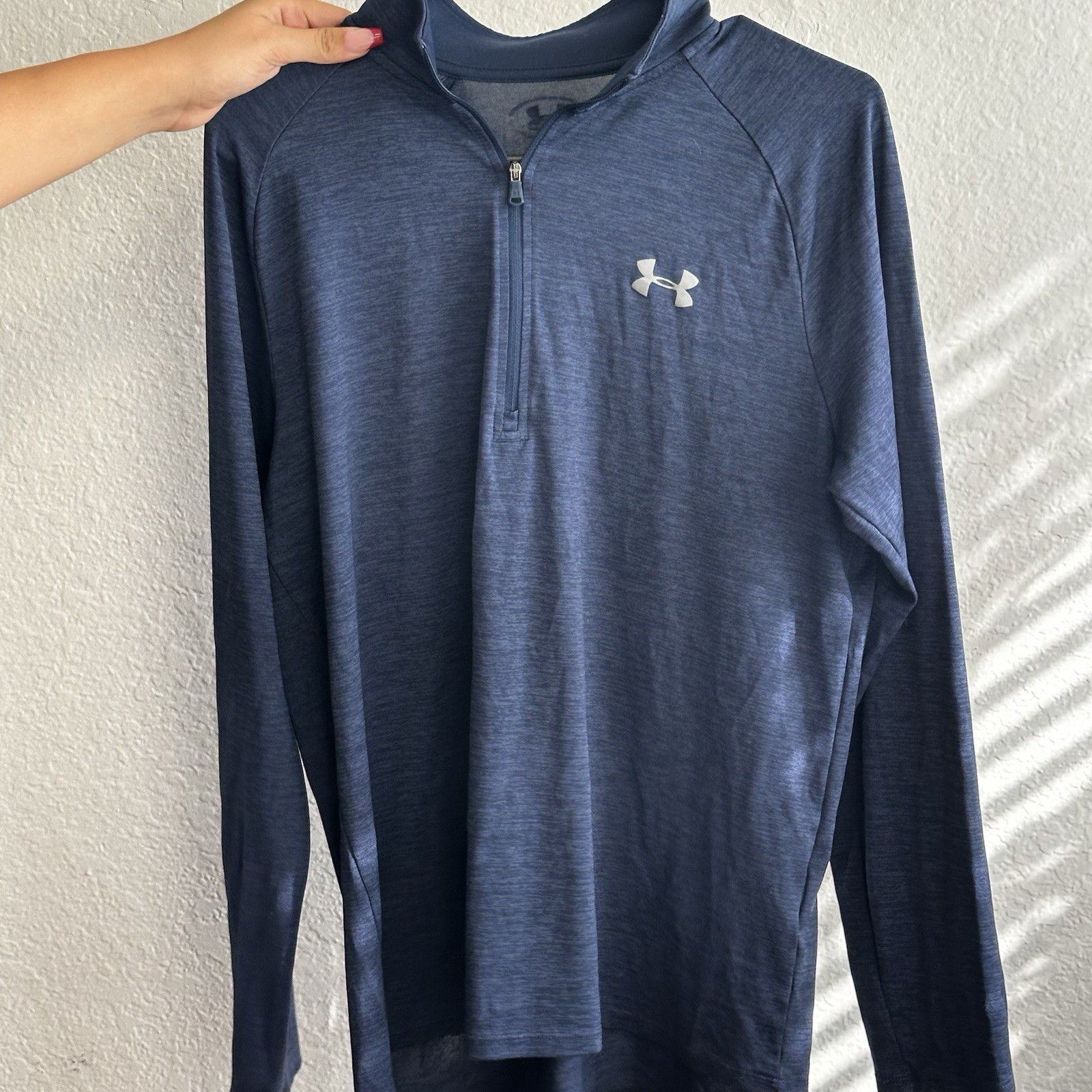 Under Armour HeatGear Men’s L Blue Loose Fit 1/4 Zip Mock Neck Pullover gallery