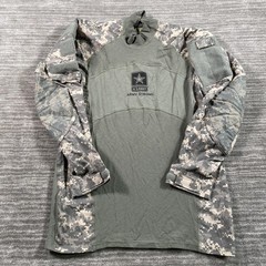 Massif Army Combat Shirt Mens Medium Green ACU Camo Long Sleeve Tactical Top