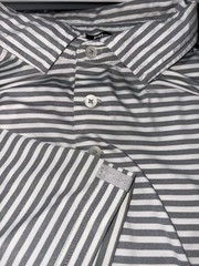 RLX Ralph Lauren Performance Golf Polo Men’s Medium Gray White Striped Wicking