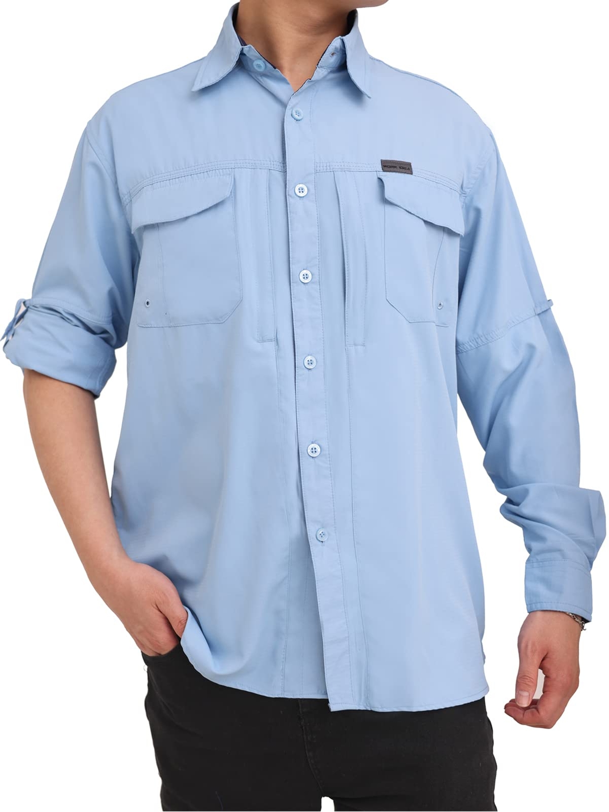 WORK IDEA Men's Sun Protection Hiking Shirts UPF 50+ UV Quick Dry Cooling Lon... gallery
