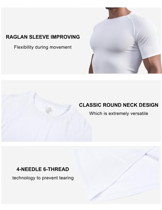 5 Pack Men's Compression Shirts Short Sleeve Cool-Dry Workout Rash Guard Athl... gallery