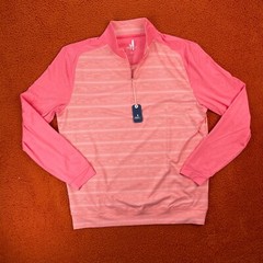 JOHNNIE-O Mens MEDIUM Bert 1/4 Zip Pullover Taffy Striped Performance Golf $128