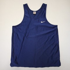 Vintage Nike Tank Top Mens L Large White Tag Jersey Blue Nylon Y2K Baggy Relaxed