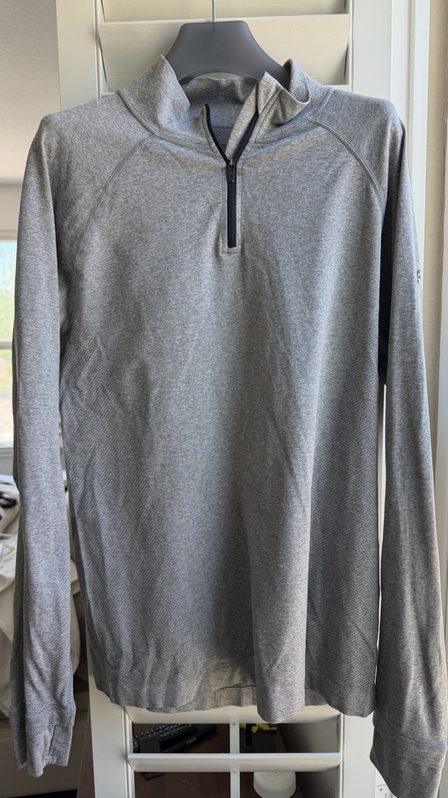 Fabletics Mens Quarter Zip Pullover Medium Gray Performance Long Sleeve gallery