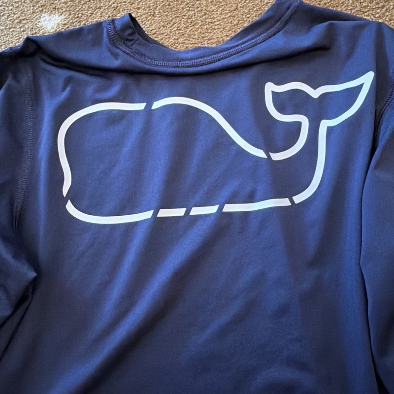 Vineyard Vines Boys Performance long sleeve whale sun tee Navy Youth Large gallery