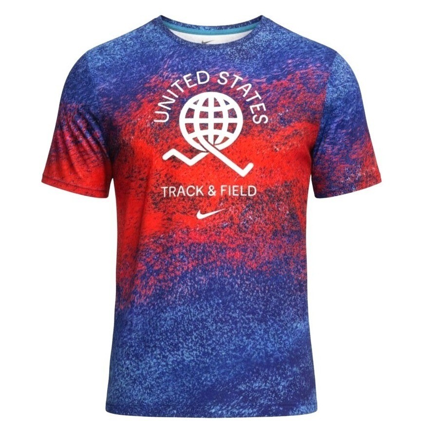 Nike USA Track & Field Mens Large Blue Red Olympic Dri-FIT T-Shirt FJ3411-635 gallery