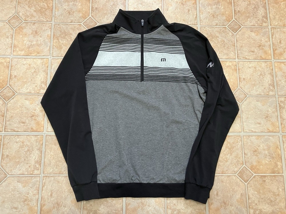 Travis Matthew 1/4 Zip Performance Pullover Black Gray Men’s L Golf Pockets