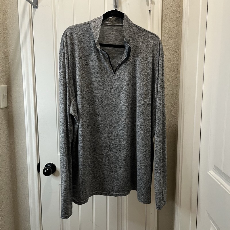 Real Essentials Gray Space Dye Quarter Zip Pullover Long Sleeve Shirt Mens 2XL gallery