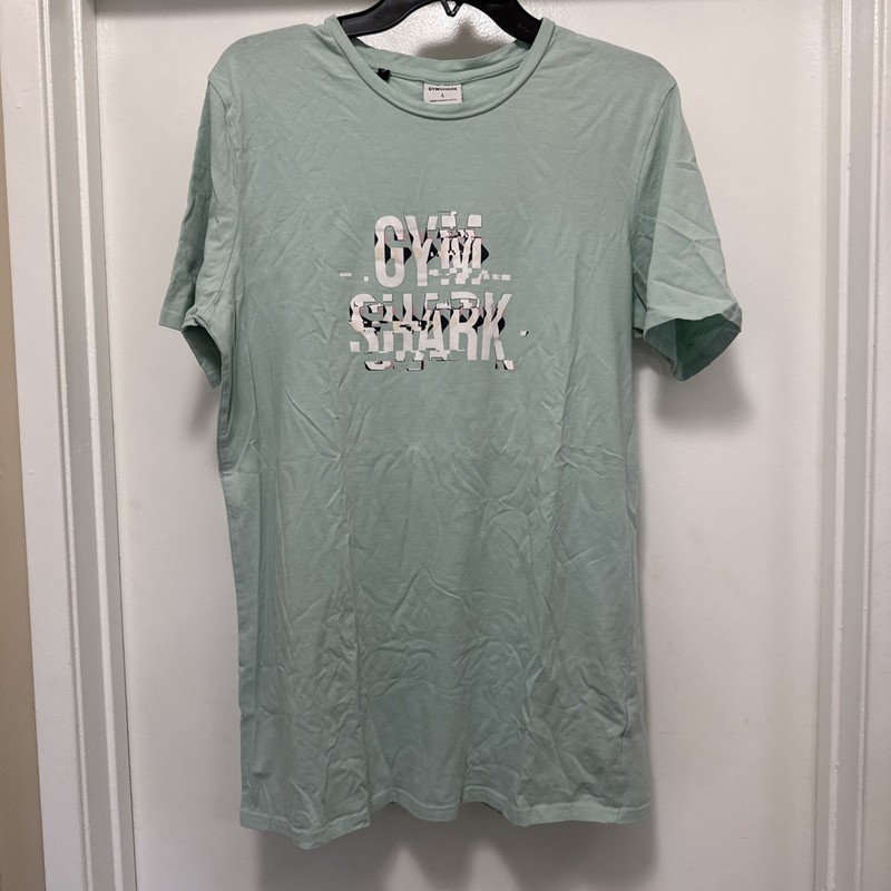 GYMSHARK Men’s Turquoise Glitch Short Sleeve Crewneck T-shirt Size Large gallery