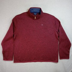 Crown & Ivy Mens 2XL Pullover 1/4 Zip Fleece Lined Marled Burgundy Red Sweater