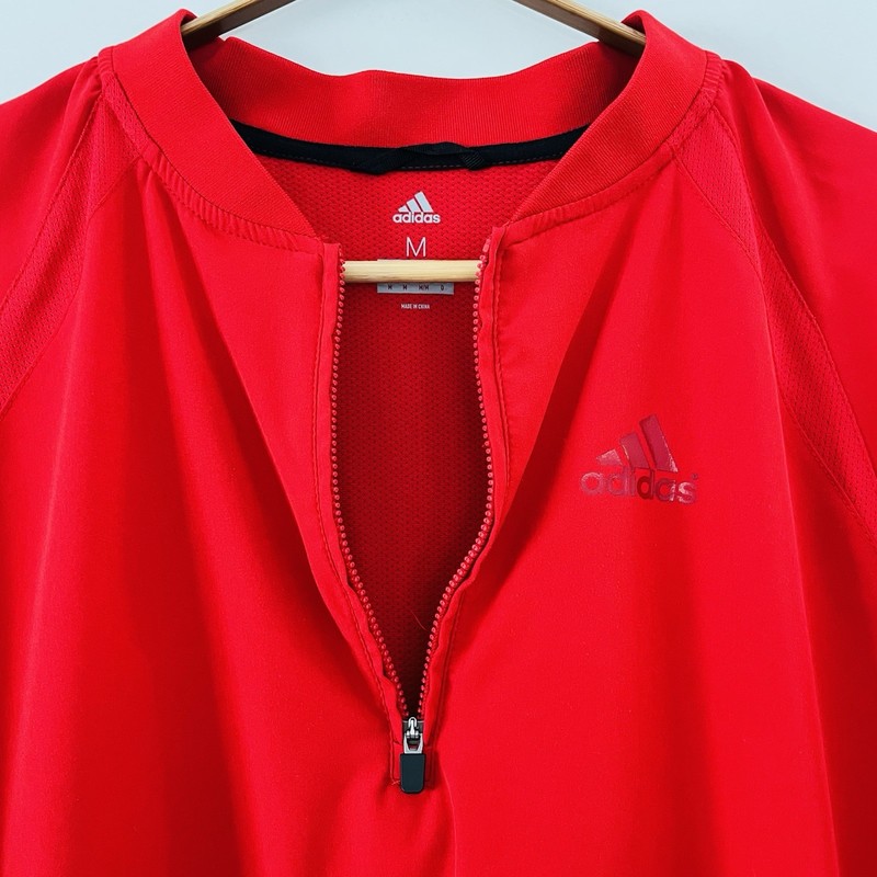 Adidas 1/4 Zip Windbreaker Pullover Short Sleeve | Red Medium gallery