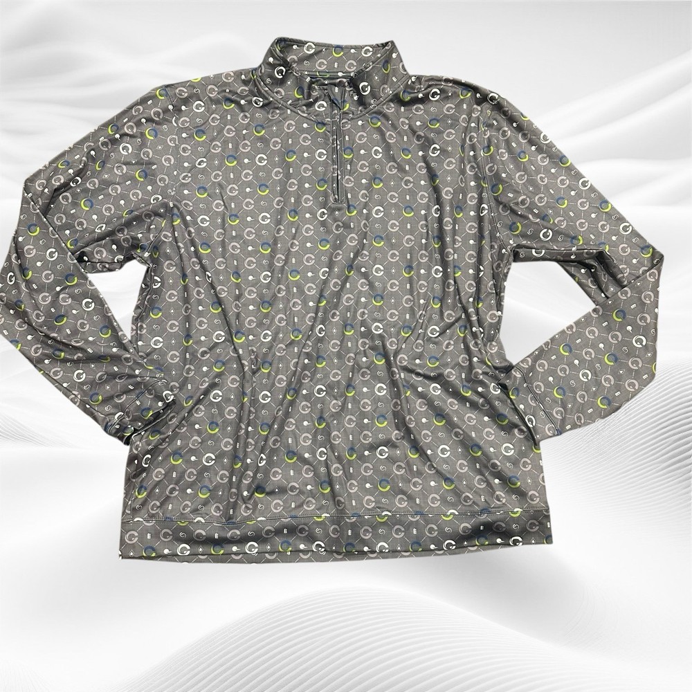 Fore Fathers XXXL Golf 1/4 Zip Stretch Long Sleeve Quarter Zip Gray Geometric