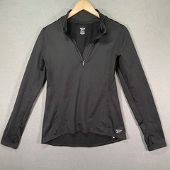 Reebok Quarter Zip Mens Medium Black Athletic Thumbhole Performance Jacket