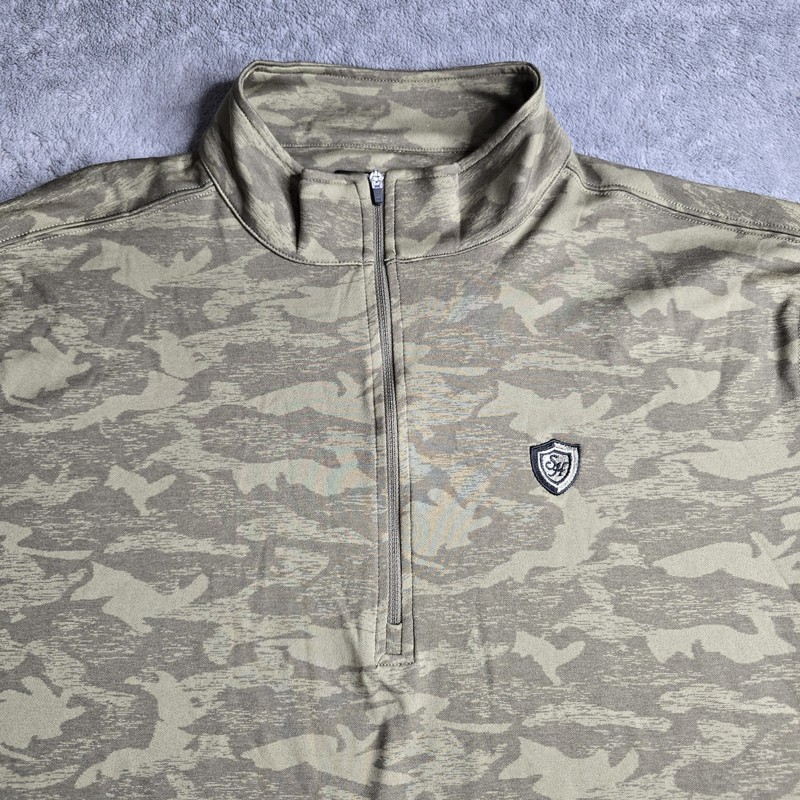 Straight Down Mens XL Desert Green Camo Abstract 1/4 Zip Golf L/S Pullover gallery