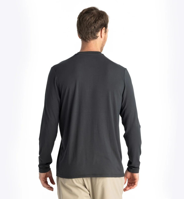 Free Fly Bamboo Flex Long Sleeve Henley Men's Shirt, Black Sand, Small gallery
