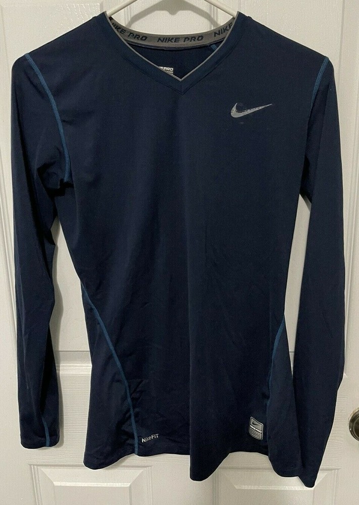 Nike Pro Base Layer Compression Shirt Long Sleeve Men's M Blue Activewear Gym