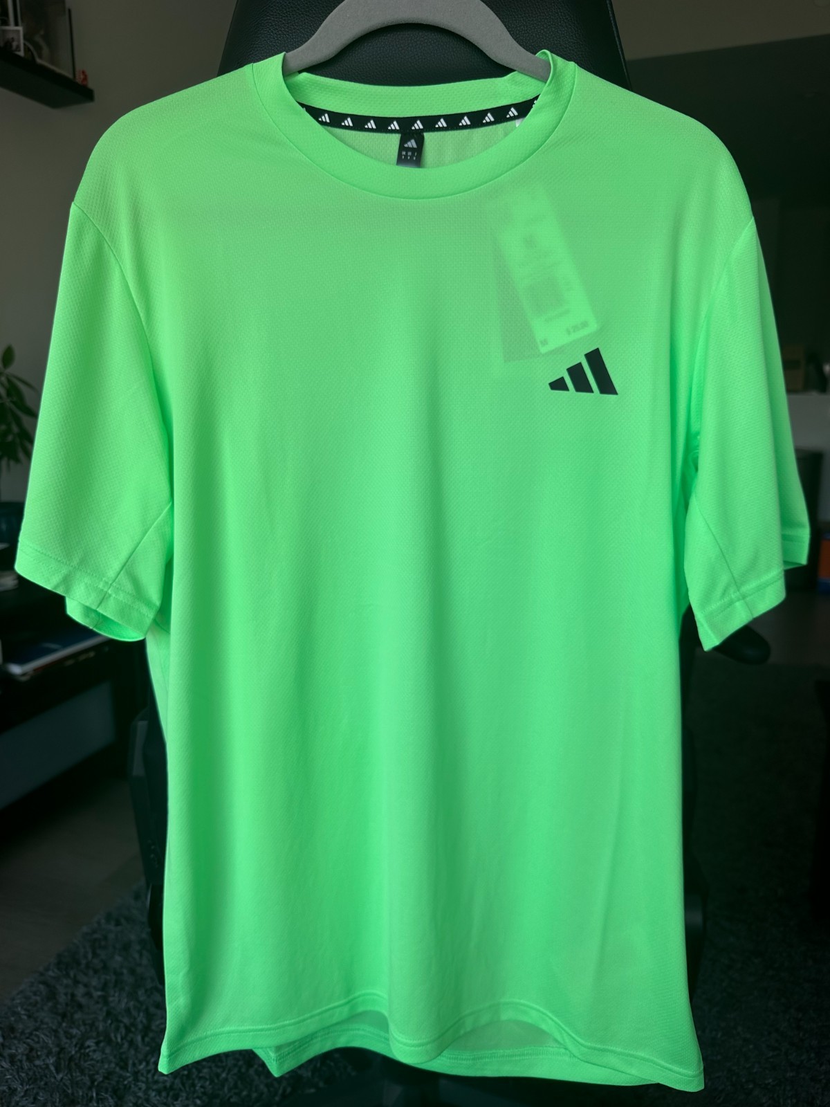 Men's adidas Train Essentials Training Tee - lime burst / black gallery