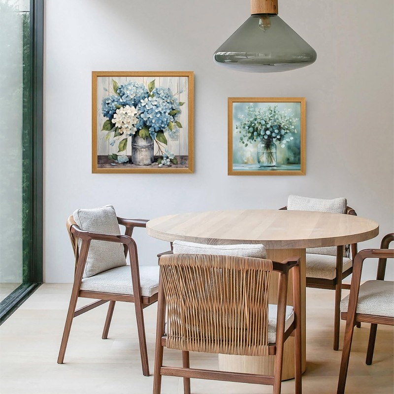 IAFWZX Wood Framed Eucalyptus Flower Glass Vase Wall Art, Modern Eucalyptus in G gallery