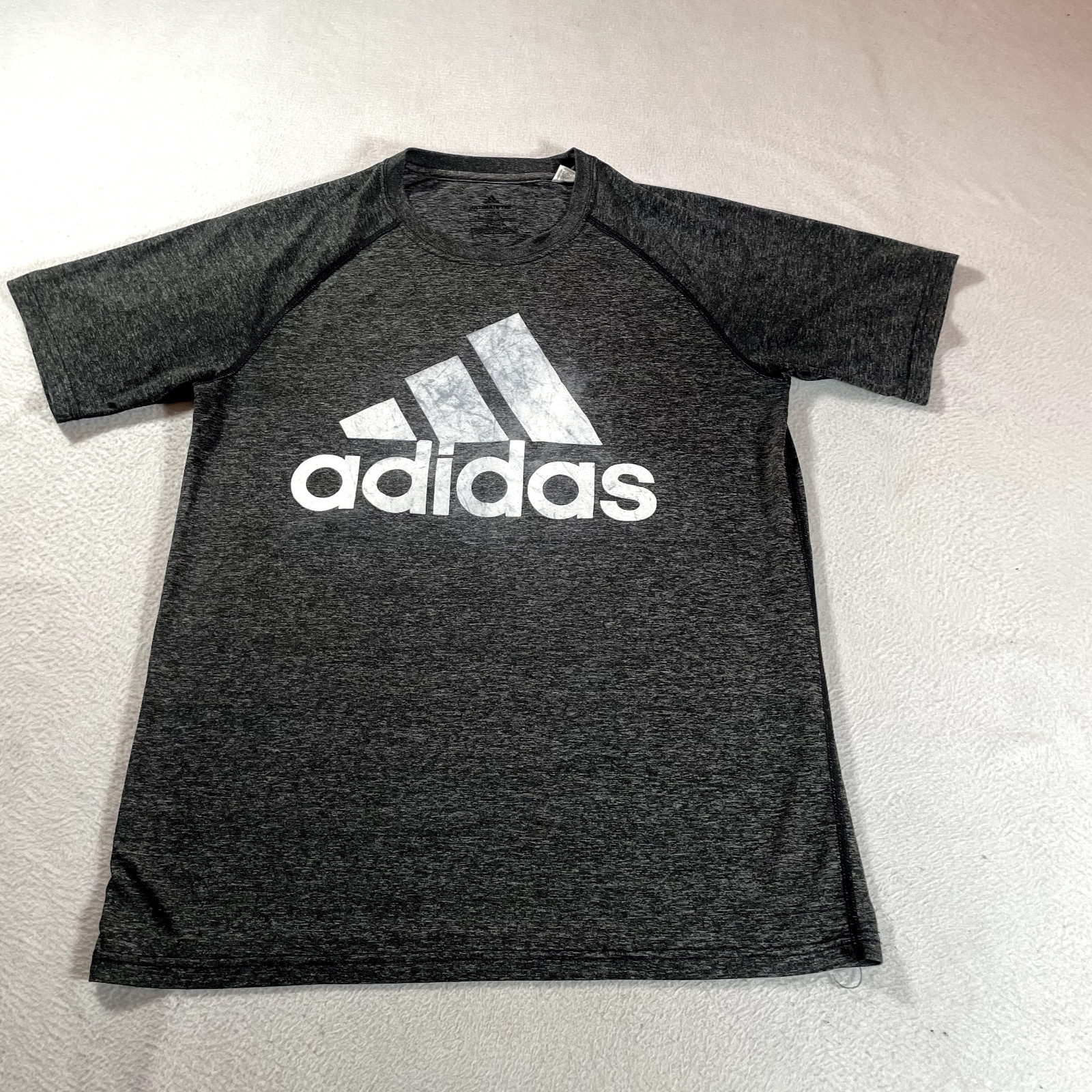 Adidas Shirt Mens Medium Gray Tee Double Sided Graphic Workout Gym Adult gallery