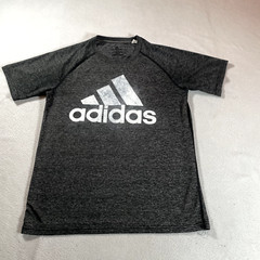 Adidas Shirt Mens Medium Gray Tee Double Sided Graphic Workout Gym Adult