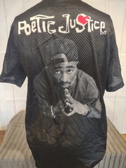 Tupac Shakur Poetic Justice Los Angeles Black Short Sleeve Jersey Shirt Vented L