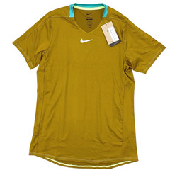 Nike Court Dri-Fit Advantage Tennis Mens Shirt Green Slim Fit DR6548-716 Size XL