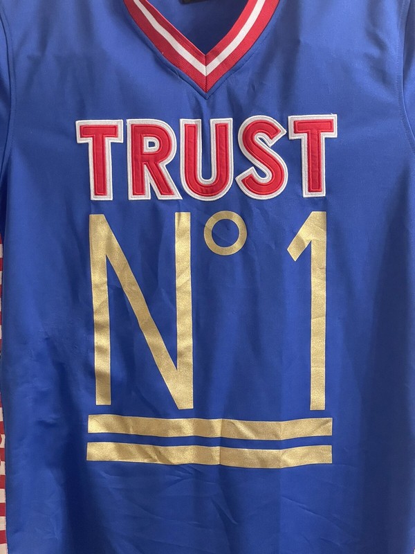 Rebel Minds "TRUST No 1" Jersey V-Neck Shirt Red White And Blue USA Used gallery