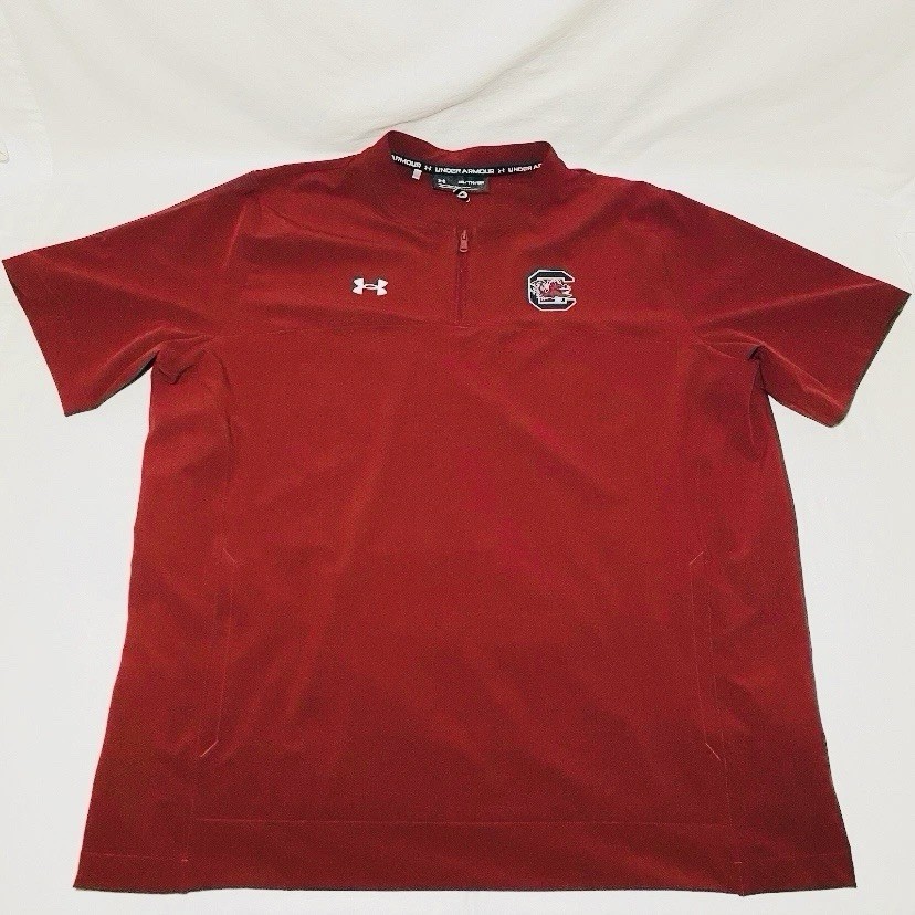Under Armour Mens XXL USC Gamecocks Quarter Zip Shirt Garnet Golf Short Sleeve gallery