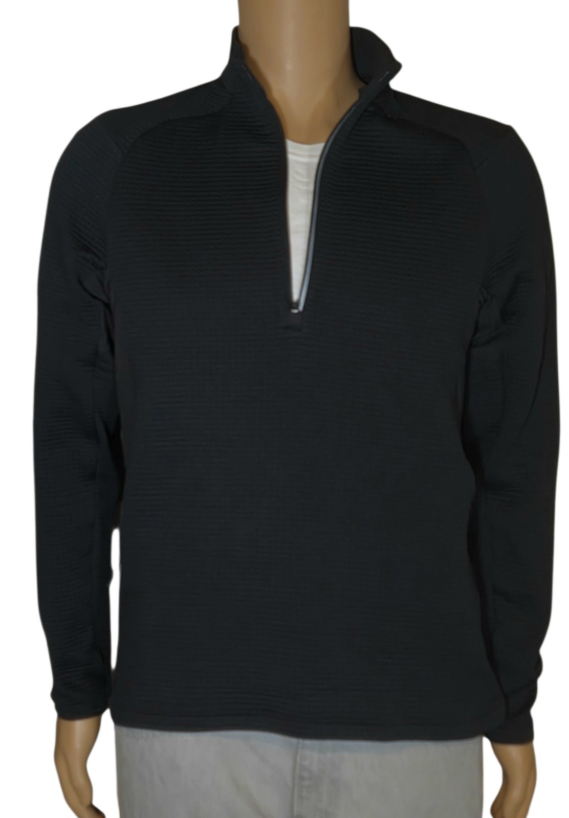 Lululemon MENS Waffle-Knit Half Zip Black (Medium* No tag, see measurements) gallery