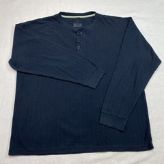 Kenneth Cole Mens Top sz L Blue Long Sleeve Henley Minimalist Everyday Casual