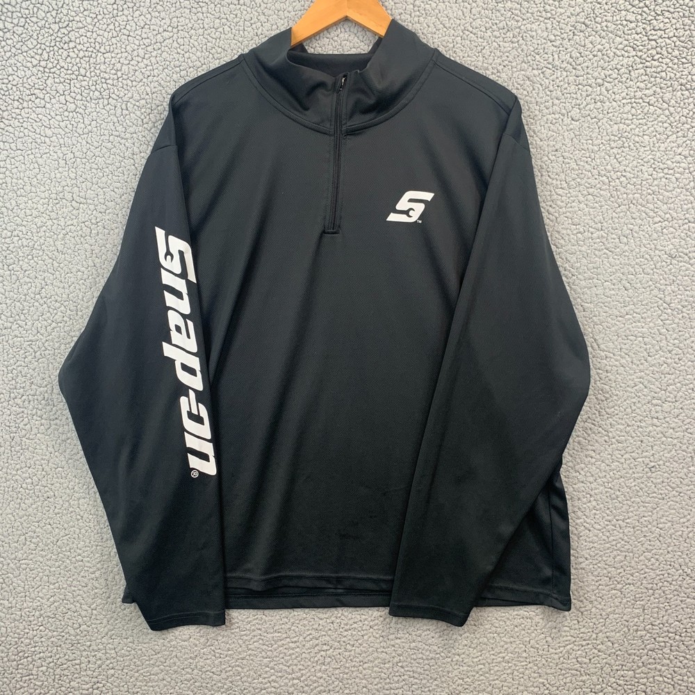 Snap On Pullover Mens XL Black 1/4 Zip Knit Casual Gym Workout Work *