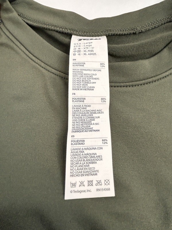Men’s Tesla Long Sleeve Compression Shirt Size Large Green Workout TSLA gallery