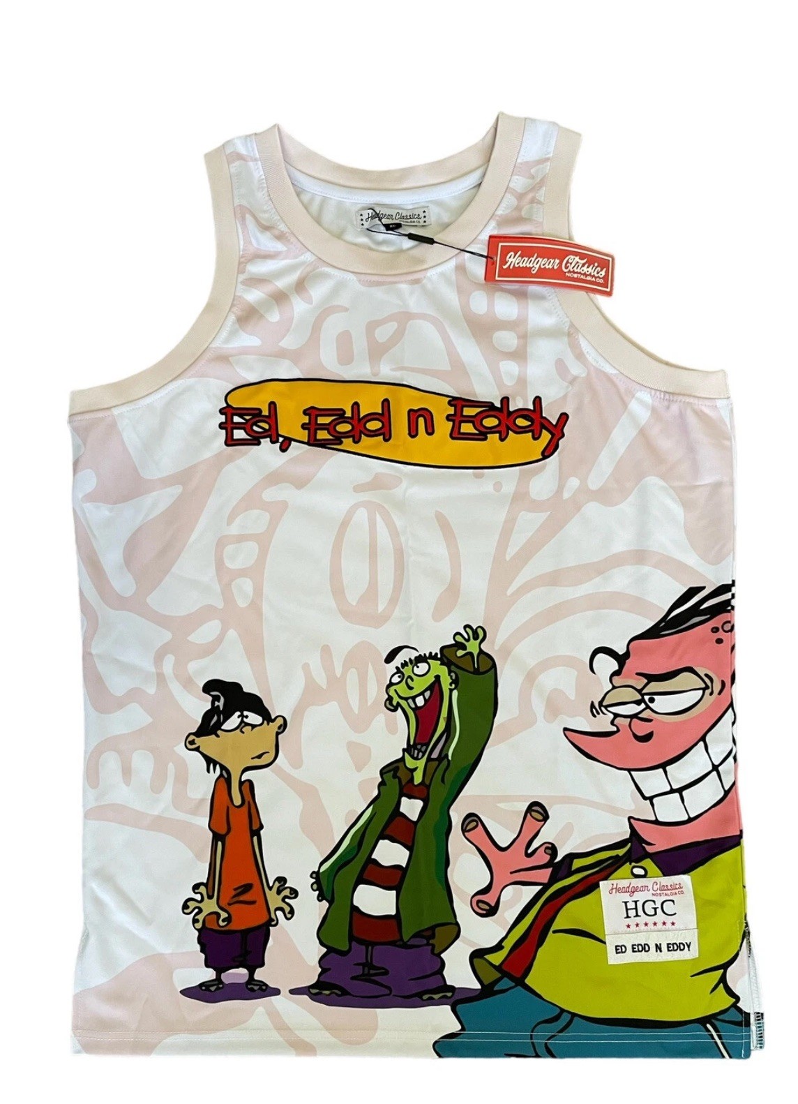 Ed Edd n Eddy Headgear Classics Nostalgia Animated White Pink Jersey Size XL NWT gallery