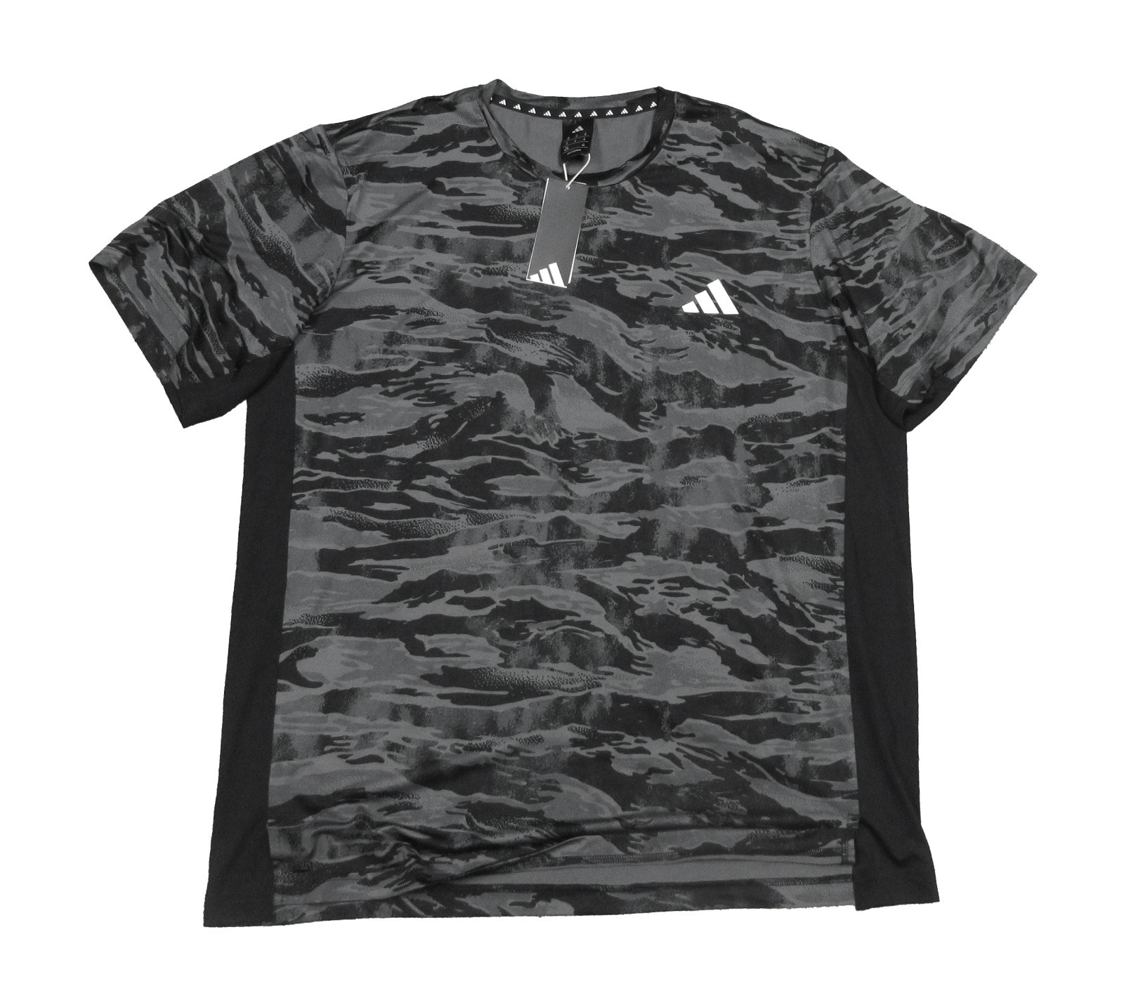 Adidas Men's Black All Over Camo Graphic Regular Fit Active T-Shirt (XL) gallery