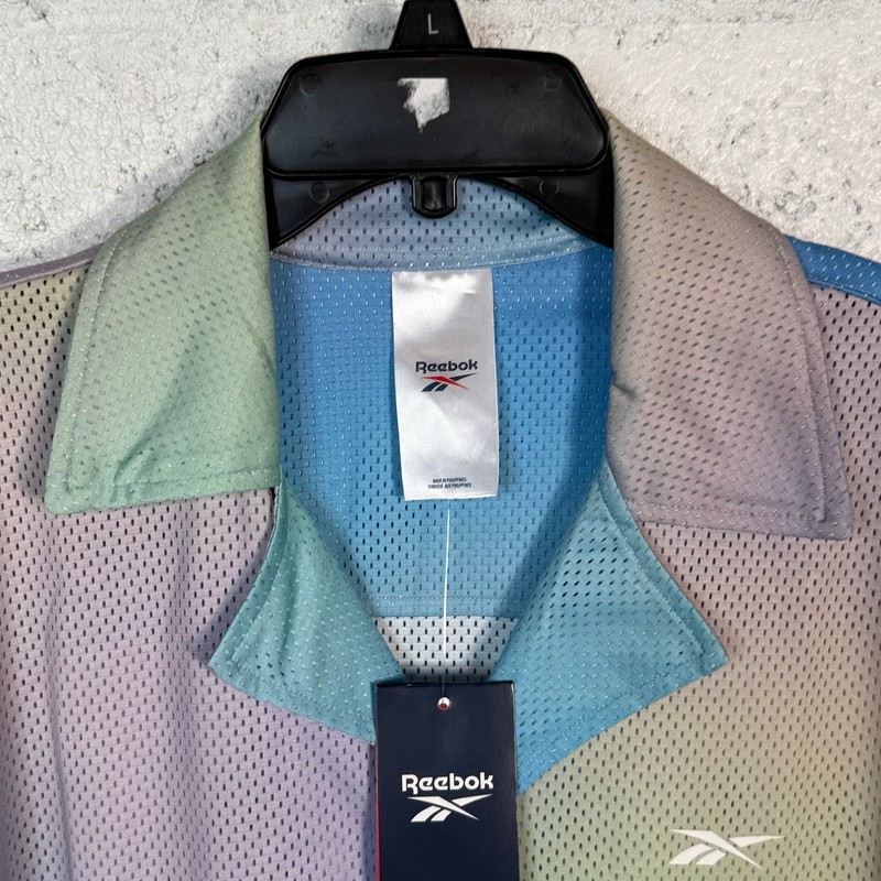 Reebok Men's Classics Dopamine Snap Front Mesh Shirt - Blue Multi Small gallery