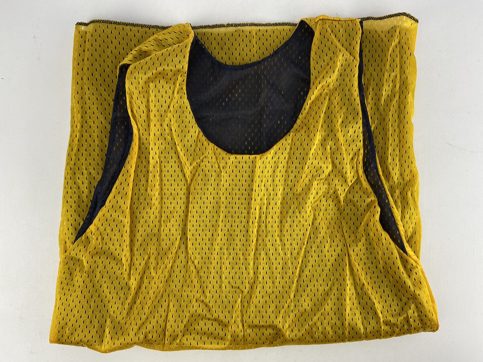 Vintage Sand-Knit MacGregor Reversible Mesh Tank Top Medium Navy Blue Yellow NOS gallery
