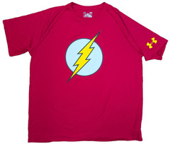 Under Armour Shirt Mens L Red Flash Alter Ego Loose HeatGear DC Comics Gym