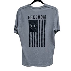 Under Armour HeatGear Gray Shirt Freedom Flag Fourth Of July Men’s Medium