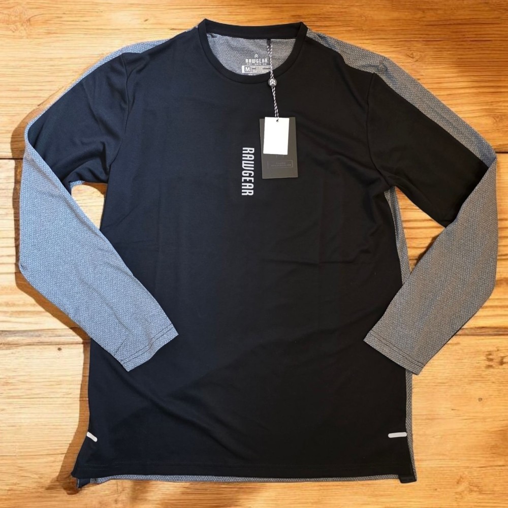 Rawgear Long Sleeve Shirt Mens Size M Black Gray Mesh Back RG428 Athletic NWT