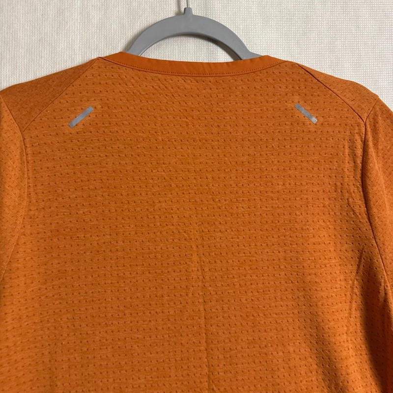 Nike Dri-Fit Men's Large Orange Poly Rise 365 Running Taining Short Sleeve Shirt gallery