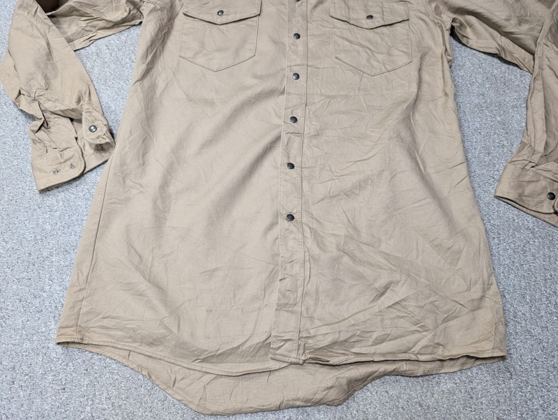 Bulwark Excel FR Flame Resistant Workwear Beige Heavy Duty Denim Button Shirt XL gallery